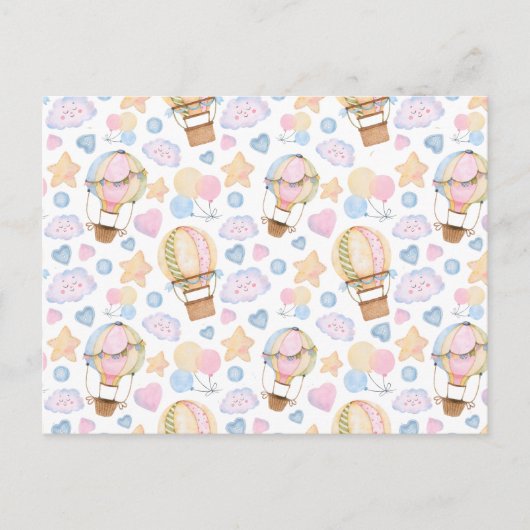 Heißluftballon Wasserfarben Muster Postkarte (Vorderseite)