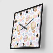 Heißluftballon Wasserfarben Muster Quadratische Wanduhr (Winkel)