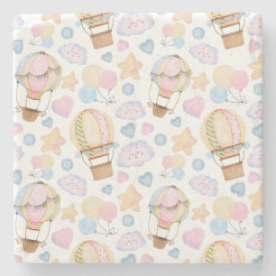 Heißluftballon Wasserfarben Muster Steinuntersetzer