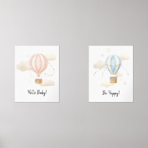 Heißluftballon Watercolor Bilderwand Sets