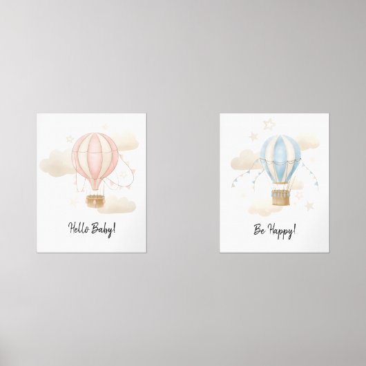 Heißluftballon Watercolor Bilderwand Sets (Vorderseite)