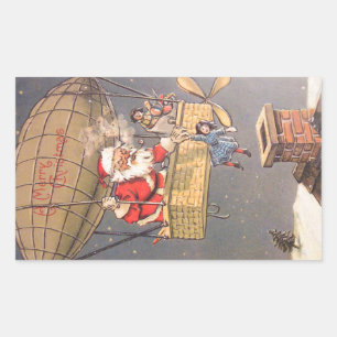 Heißluftballon Weihnachtsmann Vintage Aufkleber