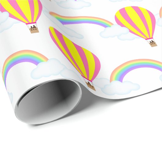 Heißluftballon - Weißes Hintergrundpapier Geschenkpapier (Rolleneckpunkt)