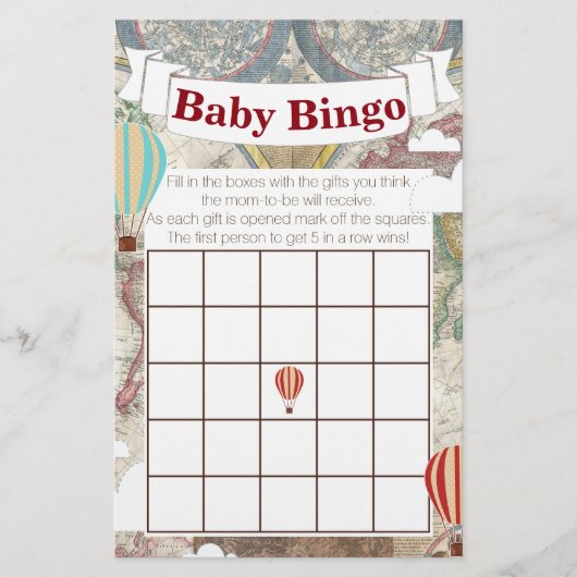 Heißluftballon & Weltkarte Vintager Reisender Bing (Vorderseite)