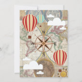 Heißluftballon & Weltkarte Vintages Abenteuer Einladung (Rückseite)