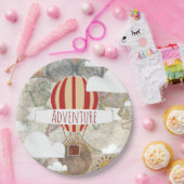 Heißluftballon & Weltkarte Vintages Abenteuer Pappteller (Party)