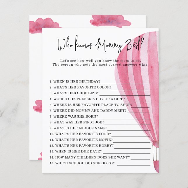 Heißluftballon - Wer kennt Mami am besten (Vorne/Hinten)