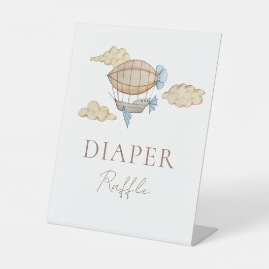 Heißluftballon White Baby Dusche Windelwanne Winde Sockelschild (Vorderseite)