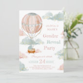 Heißluftballon Wolken Baby Gender Reveal Einladung (Stehend Vorderseite)