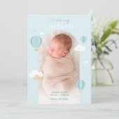 Heißluftballon Wolken Sterne Neugeborene Geburt an Ankündigung (Stehend Vorderseite)