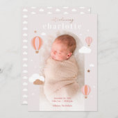 Heißluftballon Wolken Sterne Neugeborene Geburt Ankündigung (Vorne/Hinten)