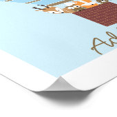 Heißluftballon Woodland Tiere Kinderzimmer Poster (Ecke)