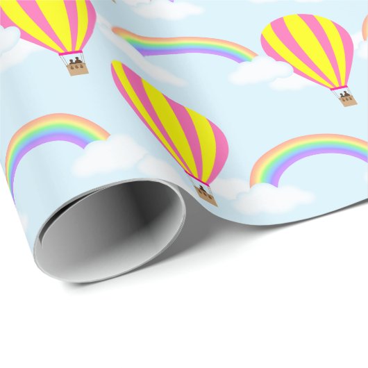 Heißluftballon-Wrapping Paper - auf Light Blue Geschenkpapier (Rolleneckpunkt)