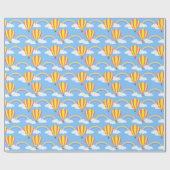 Heißluftballon-Wrapping Paper - Blue Background Geschenkpapier (Flach)