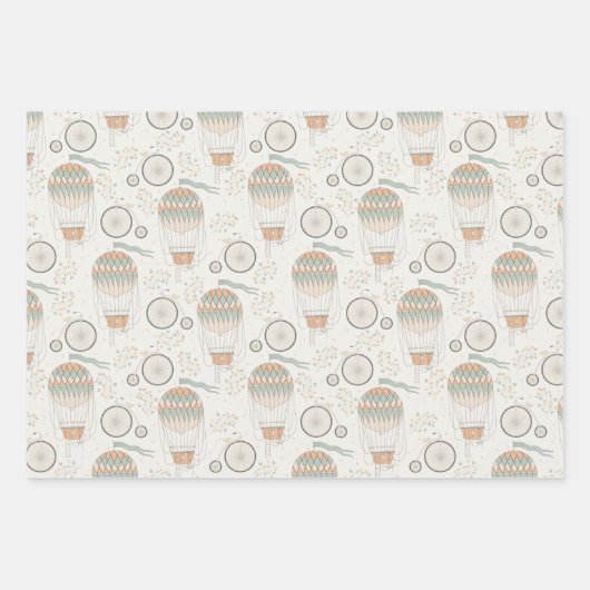 Heißluftballon-Wrapping Paper Sheets Geschenkpapier Set (Vorderseite)