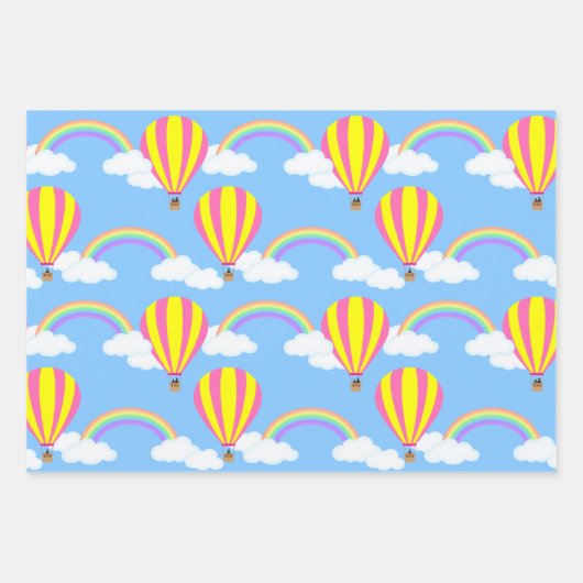 Heißluftballon-Wrapping Paper Sheets Geschenkpapier Set (Vorderseite 3)