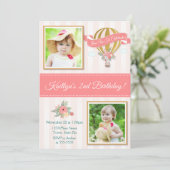 Heißluftballon zum Geburtstag Einladung, Auf und A Einladung (Stehend Vorderseite)