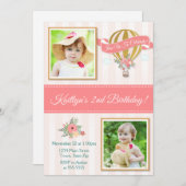 Heißluftballon zum Geburtstag Einladung, Auf und A Einladung (Vorne/Hinten)