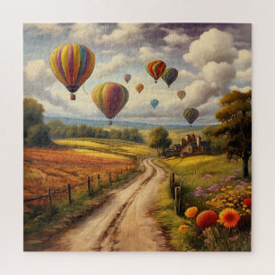 Heißluftballonfahren über die Landschaft Puzzle