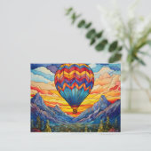 Heißluftballongebirge Festes Glas Postkarte (Stehend Vorderseite)