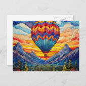 Heißluftballongebirge Festes Glas Postkarte (Vorne/Hinten)