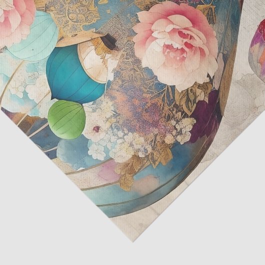 Heißluftballons Abstrakte Collage Decoupage Seidenpapier (Ausschnitt)