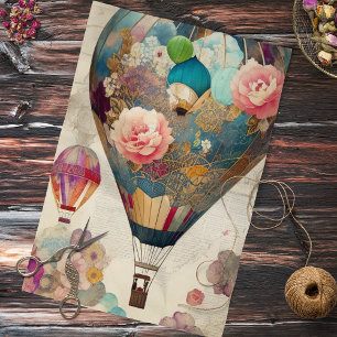Heißluftballons Abstrakte Collage Decoupage Seidenpapier