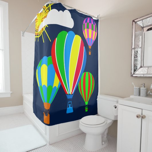 Heißluftballons am Himmel witzig Duschvorhang (Beispiel)