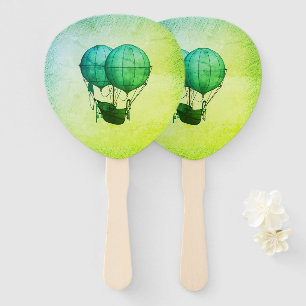 Heißluftballons aus Steampunk mit Schiff Green Fächer