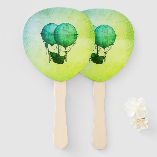 Heißluftballons aus Steampunk mit Schiff Green Fächer (Vorne und Hinten)