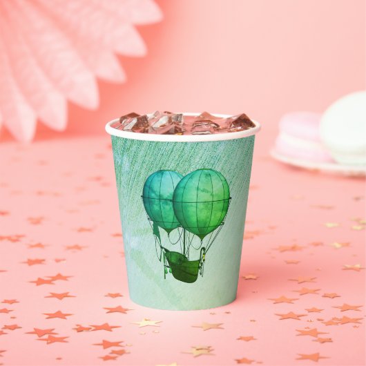 Heißluftballons aus Steampunk mit Schiff Green Pappbecher (Insitu)