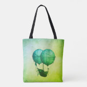 Heißluftballons aus Steampunk mit Schiff Green Tasche (Rückseite)