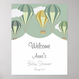 Heißluftballons Babydusche Begrüßung Poster
