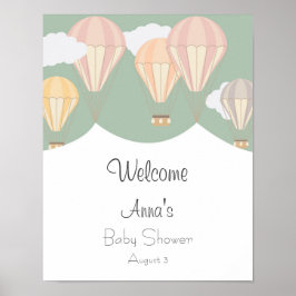Heißluftballons Babydusche Begrüßung Poster