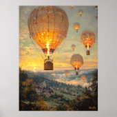 Heißluftballons bei Sonnenaufgang im Impressionism Poster (Vorne)