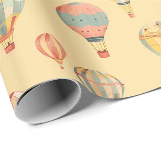 Heißluftballons Gelbe Babydusche Geschenkpapier (Rolleneckpunkt)
