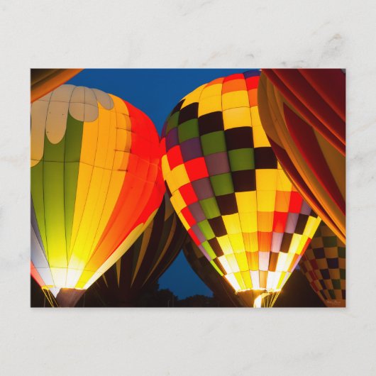 Heißluftballons glühen postkarte (Vorderseite)