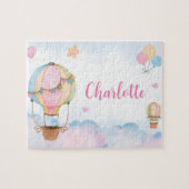 Heißluftballons, Herz und Wolken Personalisiert Puzzle (Horizontal)