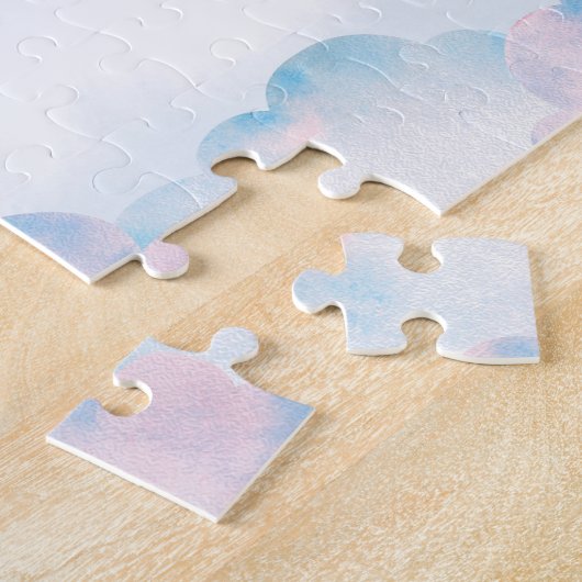 Heißluftballons, Herz und Wolken Personalisiert Puzzle (Seite)