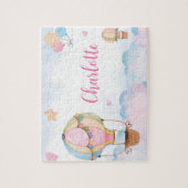 Heißluftballons, Herz und Wolken Personalisiert Puzzle (Vertikal)