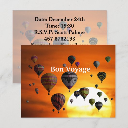 Heißluftballons im Flug Einladung (Vorne/Hinten)