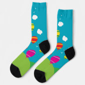 Heißluftballons im Flug farbenfroh Socken (Linkes Detail)