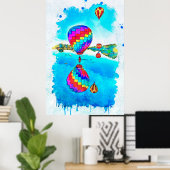 Heißluftballons im Flug Poster (Heimbüro)