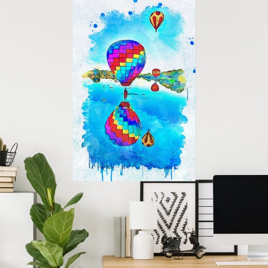 Heißluftballons im Flug Poster (Heimbüro)