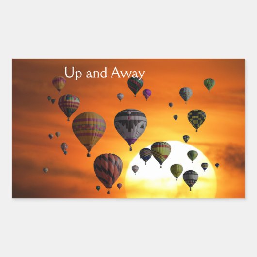 Heißluftballons im Flugaufkleber Rechteckiger Aufkleber (Vorderseite)