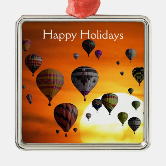 Heißluftballons im Flugmetallschmuck Ornament Aus Metall (Vorne)