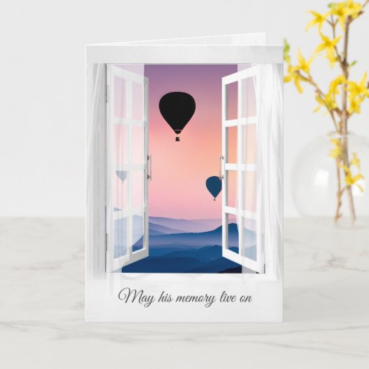 Heißluftballons im Mistgebirge Beileid Karte (Gelbe Blume)