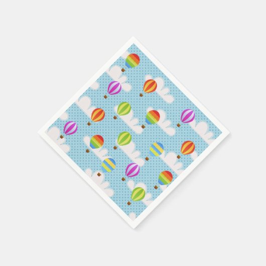Heißluftballons in Cloudy Dotty Sky Serviette (Ecke)