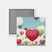 Heißluftballons in Herzform Magnet (Vorderseite/Rückseite)