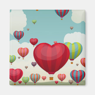Heißluftballons in Herzform Magnet